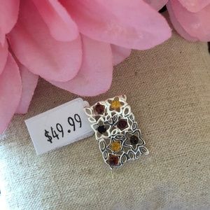 NWT Baltic Amber Various Colours SS Pendant